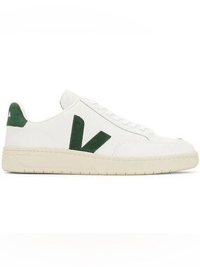 Veja White Leather Low-Top Sneakers with Green V